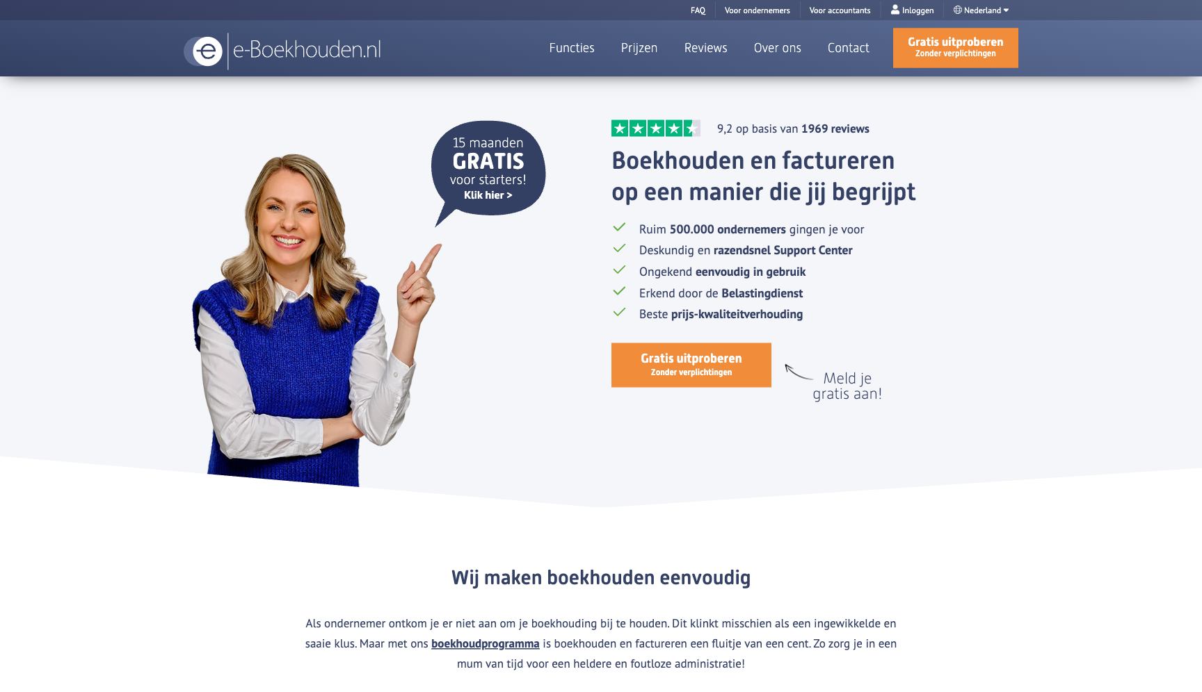 e-Boekhouden.nl screenshot — boekhoudprogramma voor freelancers