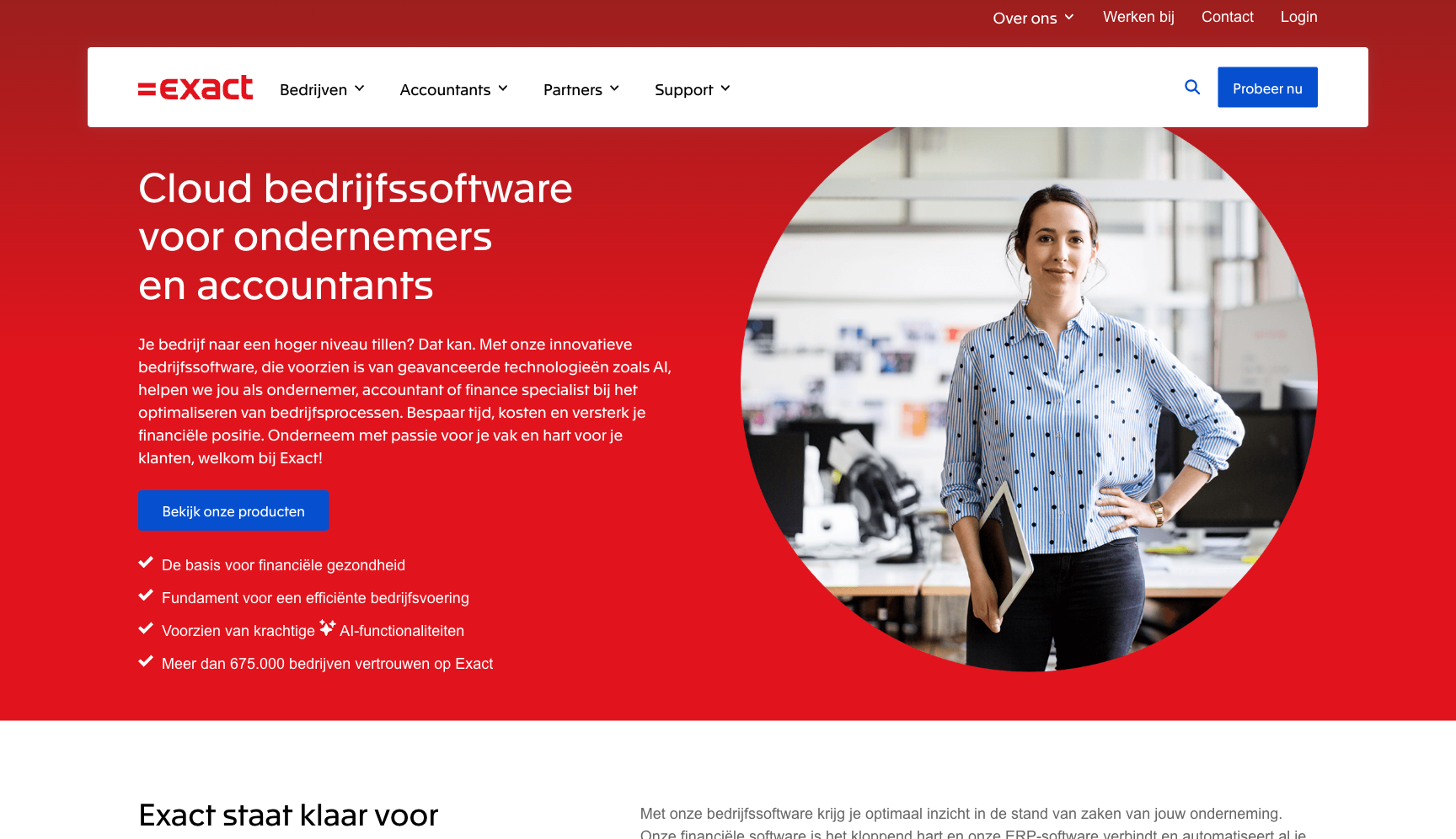 Exact Online screenshot — boekhoudprogramma voor freelancers