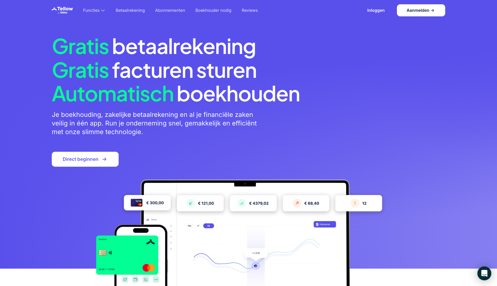 Tellow screenshot — boekhoudprogramma voor freelancers